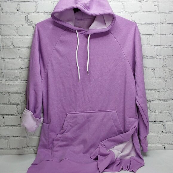 THE WARMY OVERSIZED HOODIE DRESS/SWEATSHIRT 'IRIS LAVENDER' - Picture 2 of 15